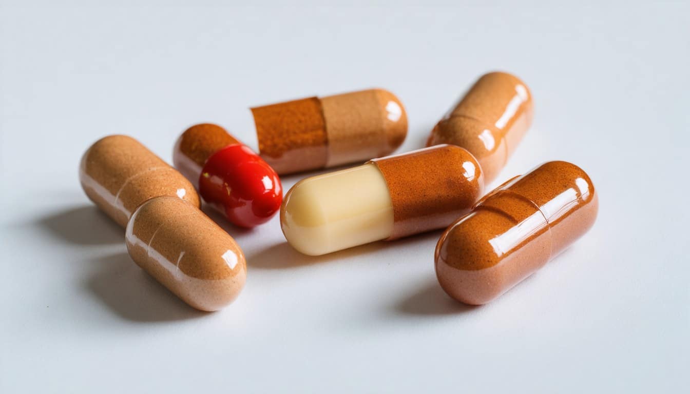 Various men's sexual health supplements arranged on a table with a stethoscope, symbolizing medical guidance and safe use.